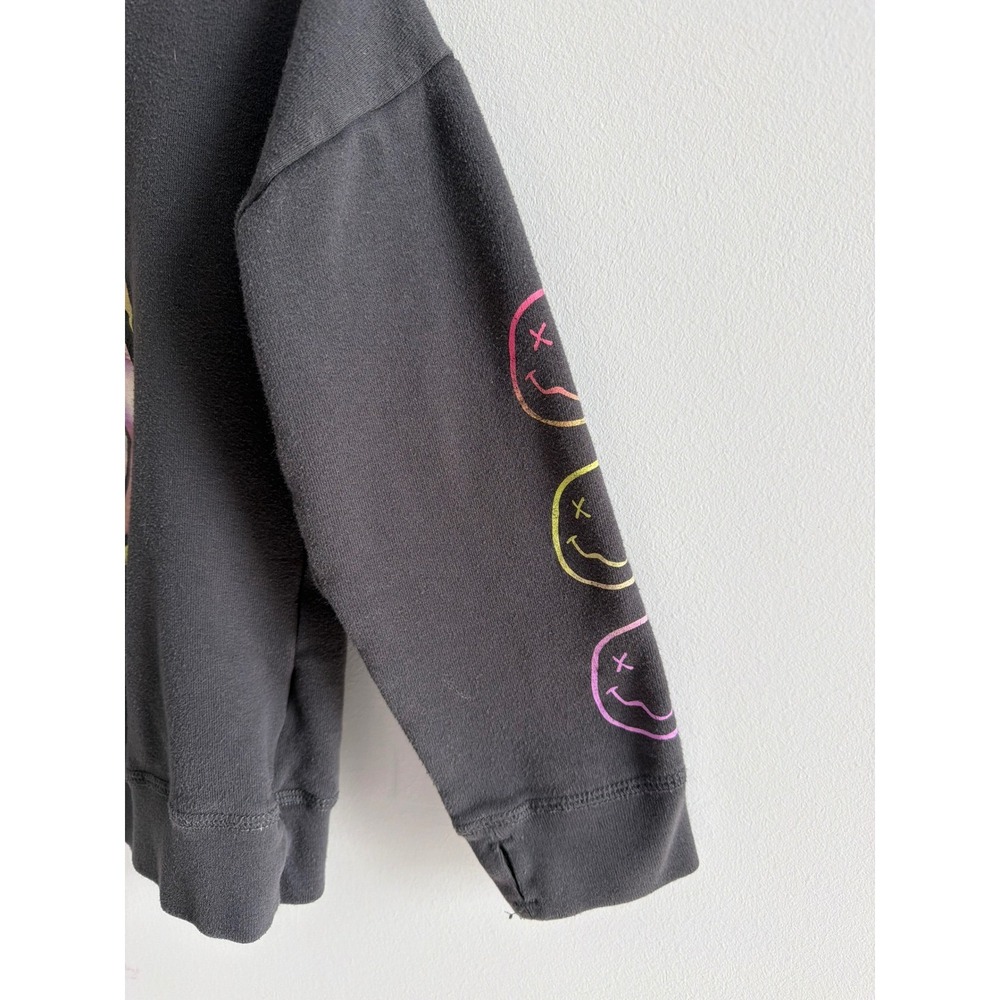 Abercrombie Kids Nirvana Smiley Face Graphic Sweatshirt Black Gray Size 7/8 - Picture 6 of 10